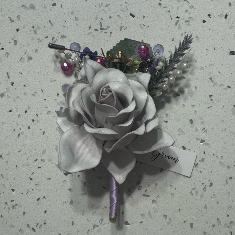 5 Groom & grooms men boutonniere  lilac, lavender (5 total)